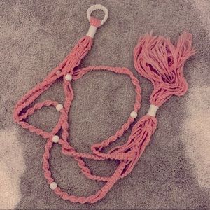 HUGE Pink Macrame Hanging Plant Holder